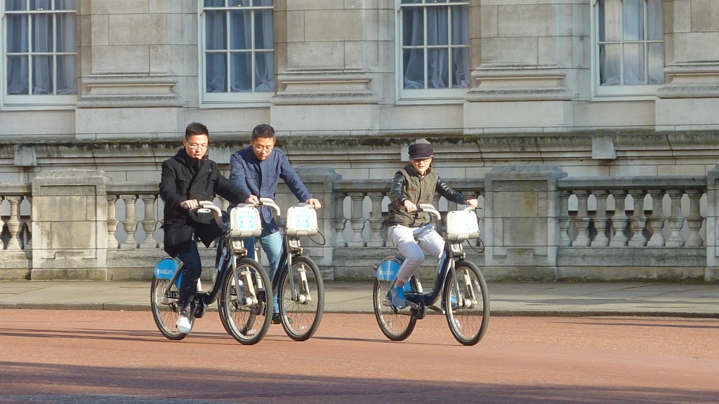 Leisure or commuter cyclists in The Mall, London