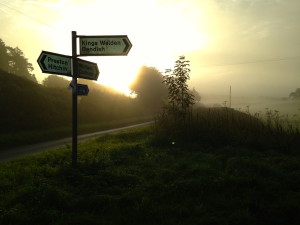 This morning's misty commute near Preston, Herts