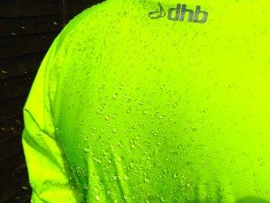 water beading off the dhb jacket
