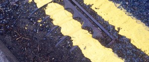 Yellow lines over blocked drain
