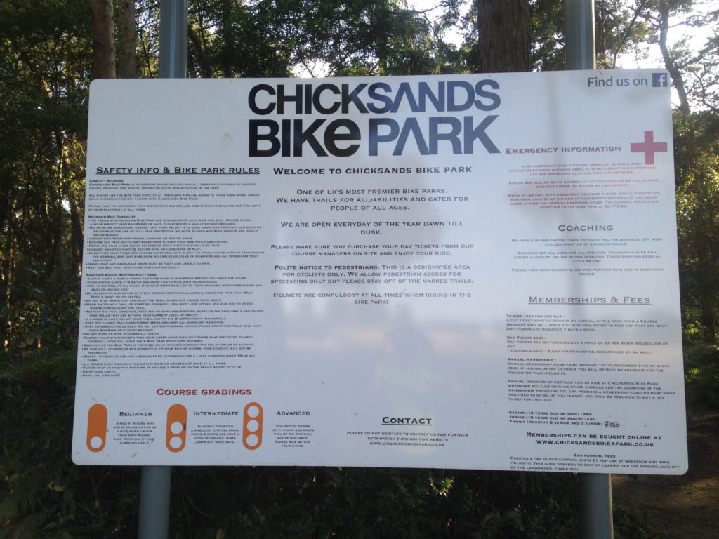 chicksands bike park sign